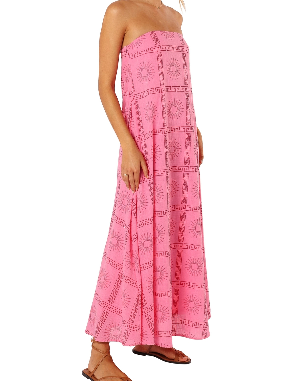 Soph Strapless Women's Maxi Dress In Pink Red Size Xs
